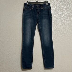 Maurices Denim Jeans Dark Wash Embellished Pockets Low Rise Stretch Sz Small Reg